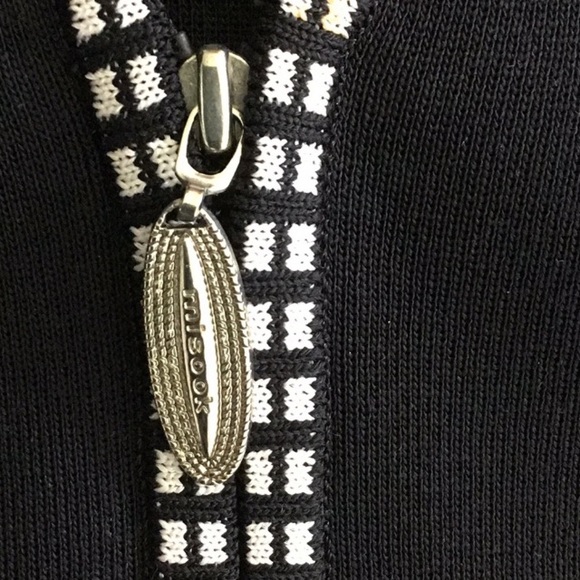 Misook Zip Black White Cardigan Jacket Large - Picture 7 of 8
